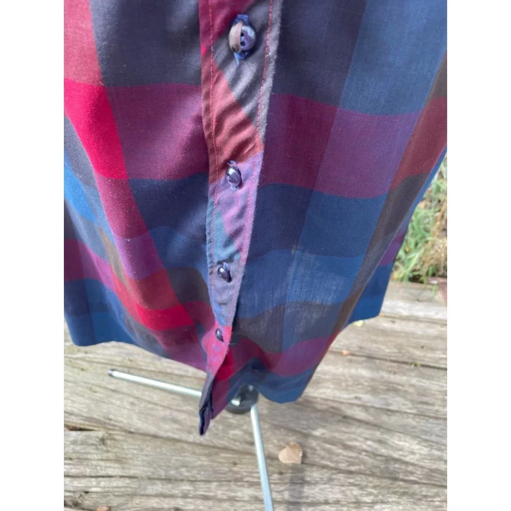 Vintage 1970s Button Front Shirt Dress Plaid Hob Nobber Size Large - Picture 8 of 15